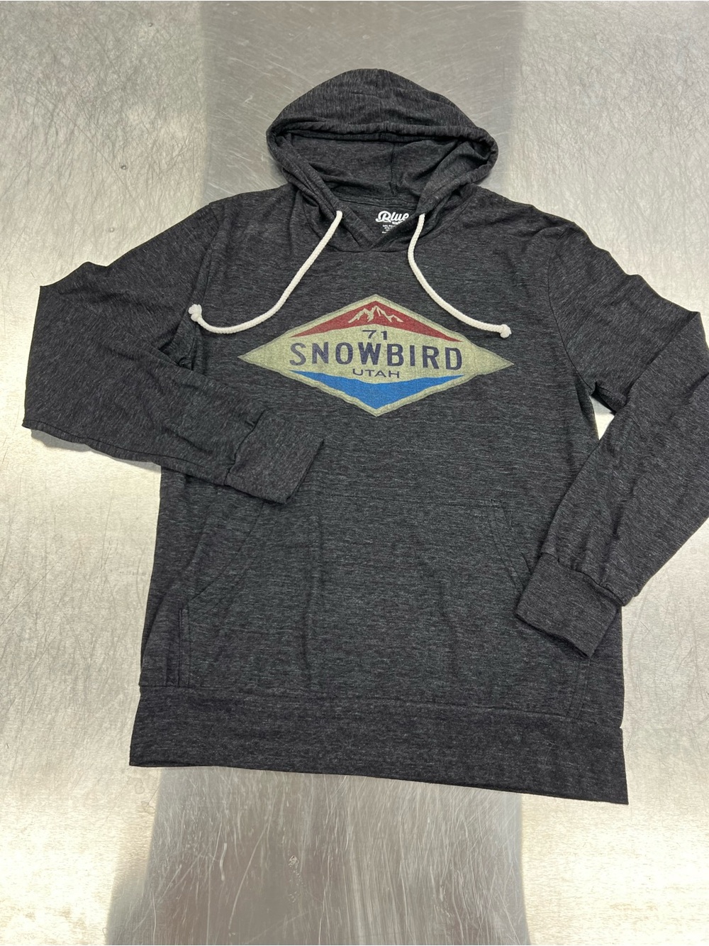 Blue 84 Unisex Charcoal Gray Snowbird Utah Hooded Thin Pullover size S